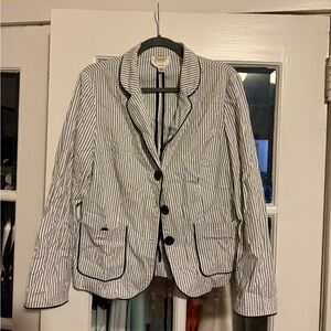Talbots Stretch Pinstripe Blazer with Black Accents